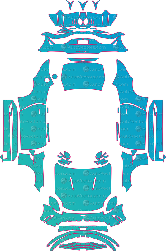 Aston Martin Vantage V8 (From 2025) Roadster pre-cut PPF pattern layout