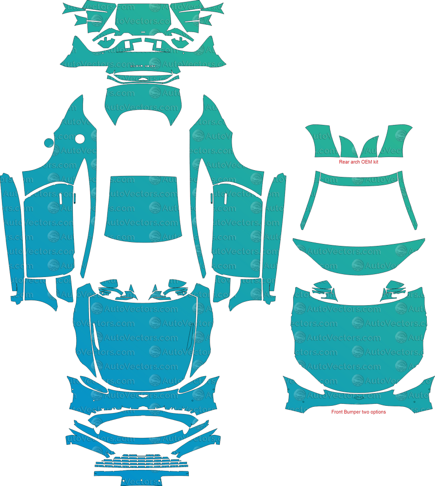 Aston Martin Vantage V8 (From 2019) Coupe pre-cut PPF vector template download