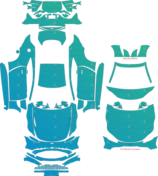 Aston Martin Vantage V8 (From 2019) Coupe pre-cut PPF vector template download