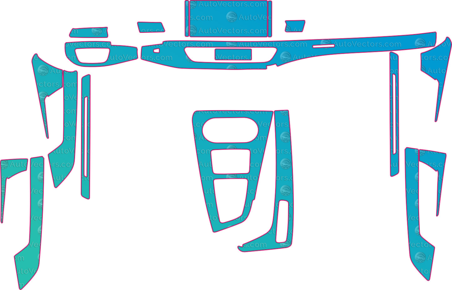Audi A4 Base (From 2022) Interior Pre-Cut PPF Pattern Templates – interior pre-cut PPF pattern templates, digital download vector files (CDR, AI, PDF, DXF, SVG)