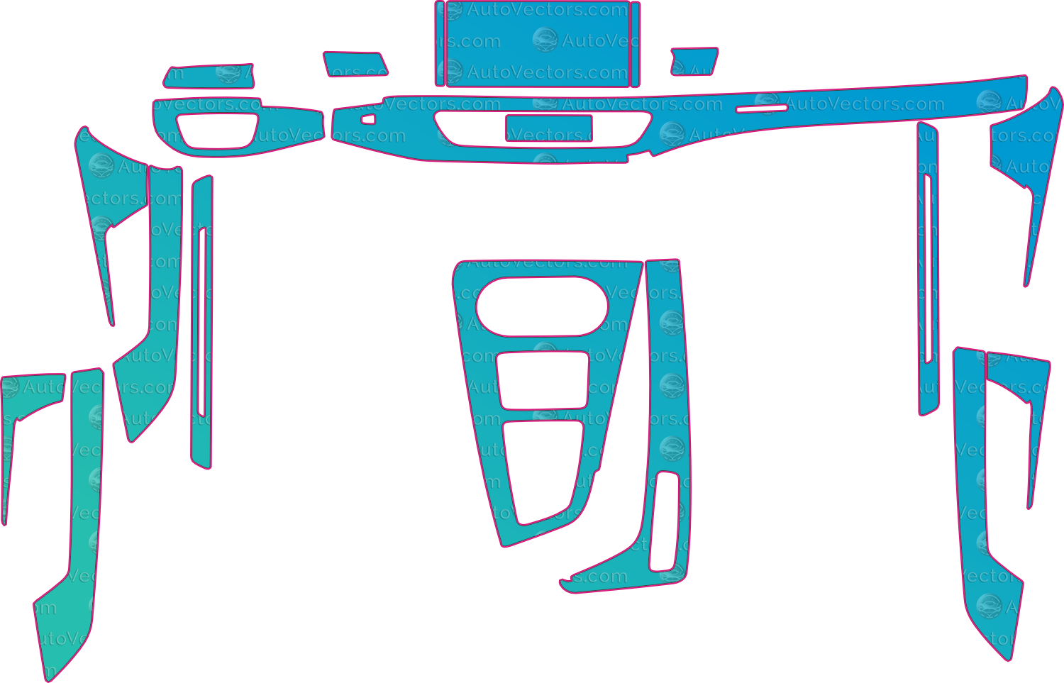Audi A4 Base (From 2022) Interior Pre-Cut PPF Pattern Templates – interior pre-cut PPF pattern templates, digital download vector files (CDR, AI, PDF, DXF, SVG)