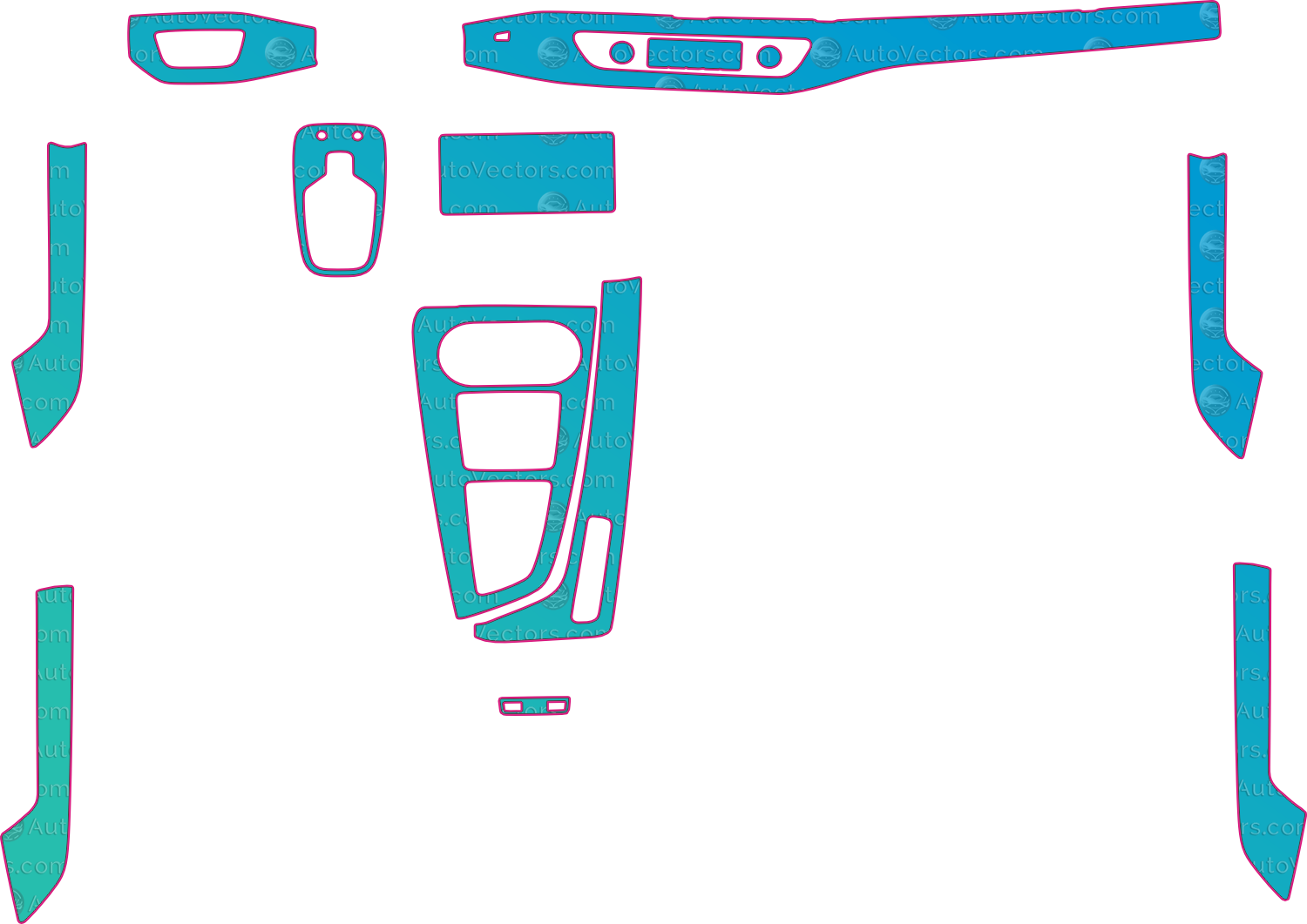Audi A4L B9 Base (2017-2022) Sedan Interior Pre-Cut PPF Pattern Templates – interior pre-cut PPF pattern templates, digital download vector files (CDR, AI, PDF, DXF, SVG)