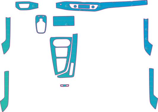 Audi A4L B9 Base (2017-2022) Sedan Interior Pre-Cut PPF Pattern Templates – interior pre-cut PPF pattern templates, digital download vector files (CDR, AI, PDF, DXF, SVG)