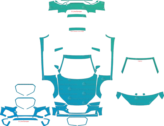 Audi A5 Premium, Premium Plus, Prestige, S - Line (From 2020) Coupe, Cabriolet pre-cut PPF vector template download