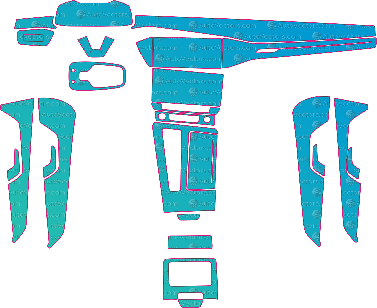 Audi A6 Base (From 2019) Interior Pre-Cut PPF Pattern Templates – interior pre-cut PPF pattern templates, digital download vector files (CDR, AI, PDF, DXF, SVG)