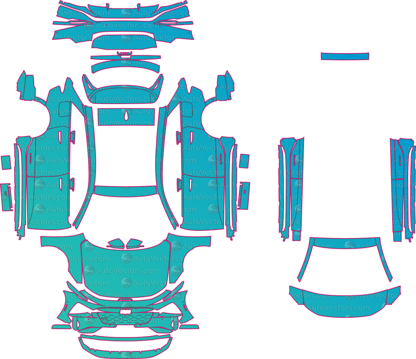 Audi A6 e-tron Sport GH (From 2025) Avant Pre-Cut PPF Pattern Templates – pre-cut PPF pattern templates, digital download vector files (CDR, AI, PDF, DXF, SVG)