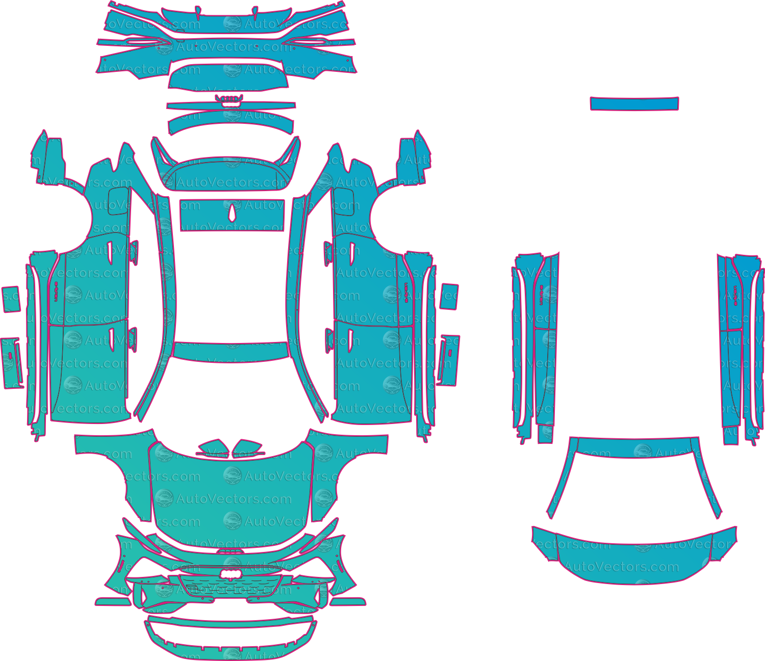 Audi A6 e-tron Sport GH (From 2025) Avant Pre-Cut PPF Pattern Templates – pre-cut PPF pattern templates, digital download vector files (CDR, AI, PDF, DXF, SVG)