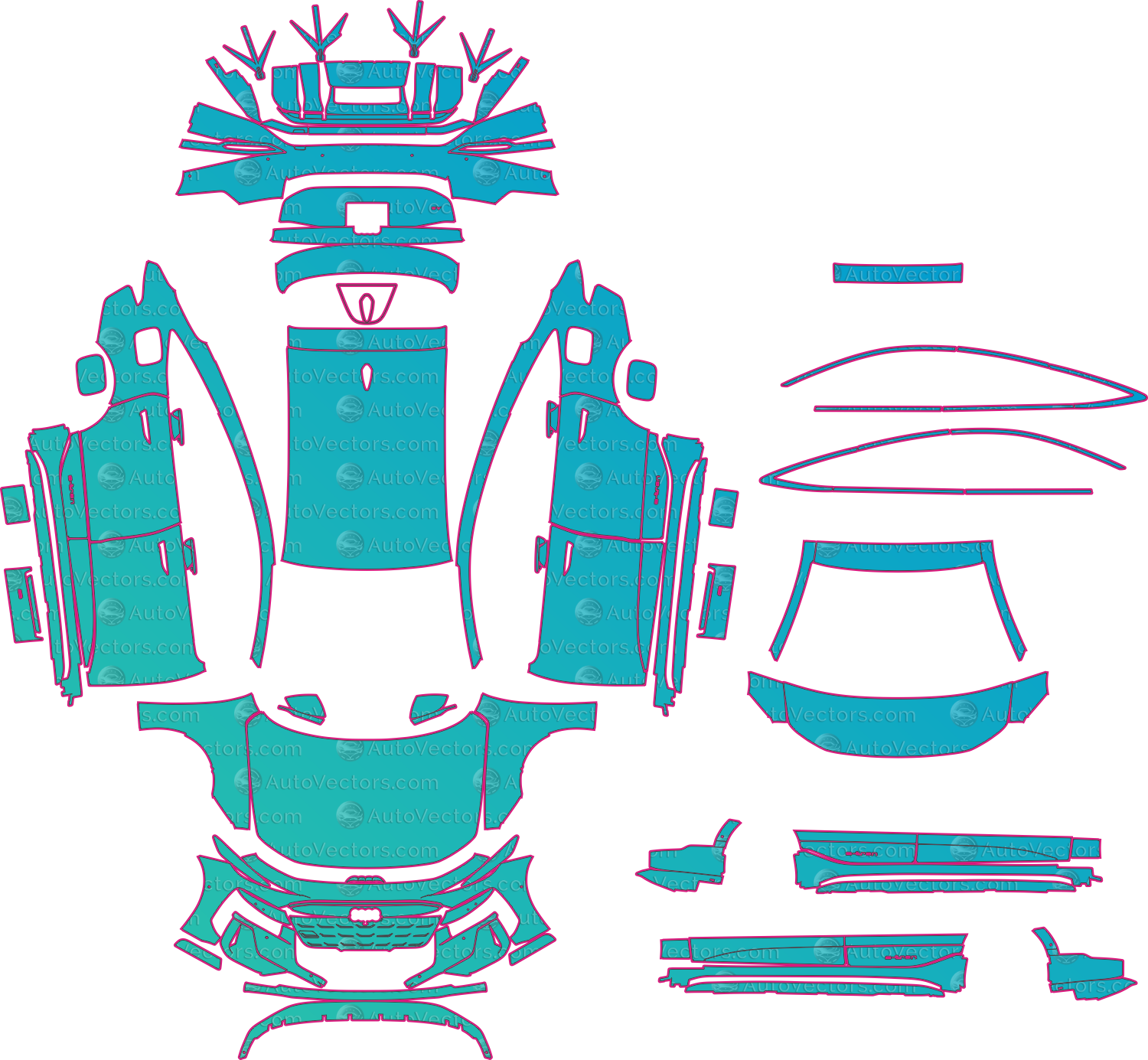 Audi A6 Sportback e-tron GHA S Line (From 2025) Hatchback Pre-Cut PPF Pattern Templates – pre-cut PPF pattern templates, digital download vector files (CDR, AI, PDF, DXF, SVG)