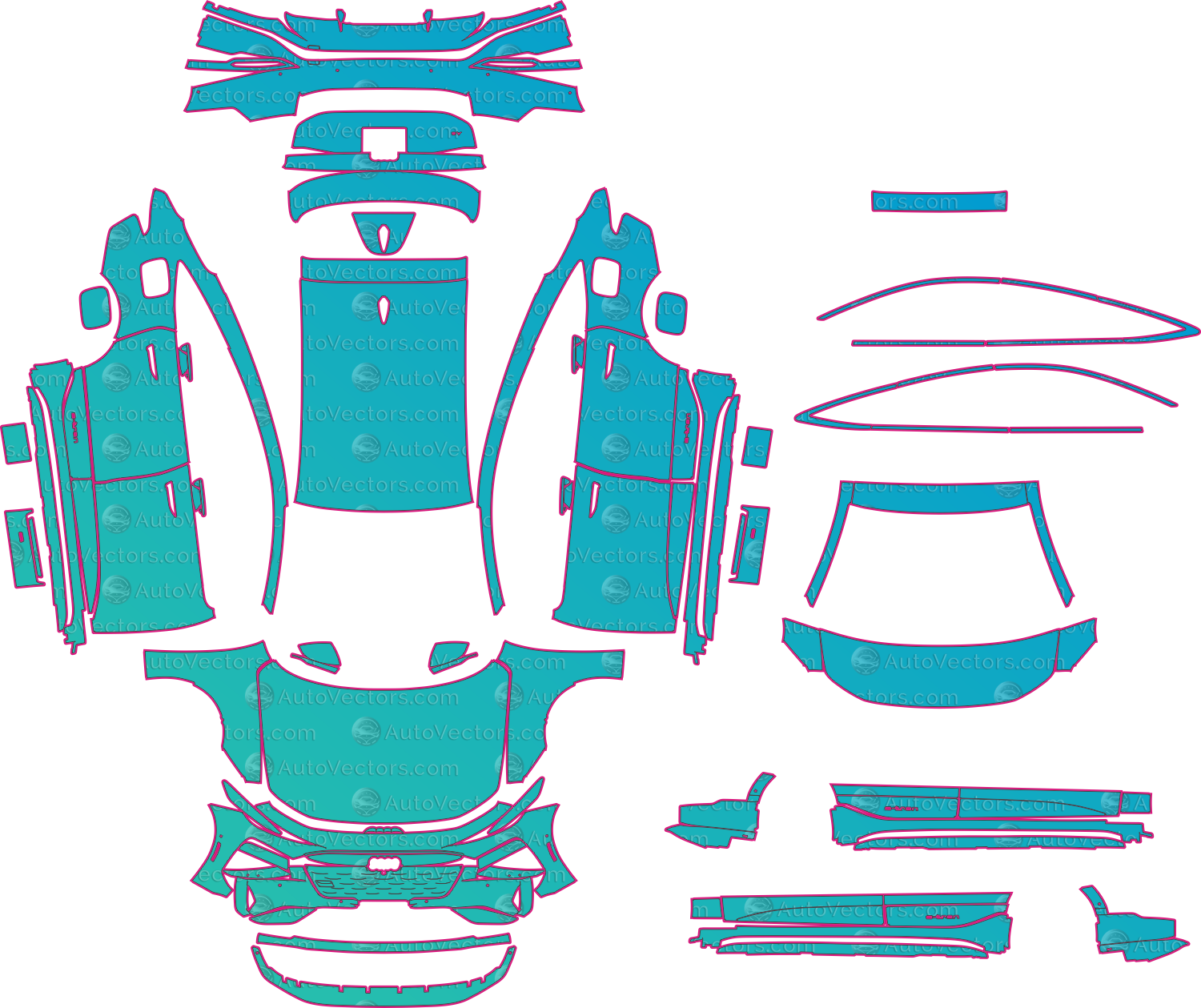 Audi A6 Sportback e-tron GHA Sport (From 2025) Hatchback Pre-Cut PPF Pattern Templates – pre-cut PPF pattern templates, digital download vector files (CDR, AI, PDF, DXF, SVG)