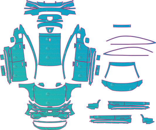 Audi A6 Sportback e-tron GHA Sport (From 2025) Hatchback Pre-Cut PPF Pattern Templates – pre-cut PPF pattern templates, digital download vector files (CDR, AI, PDF, DXF, SVG)