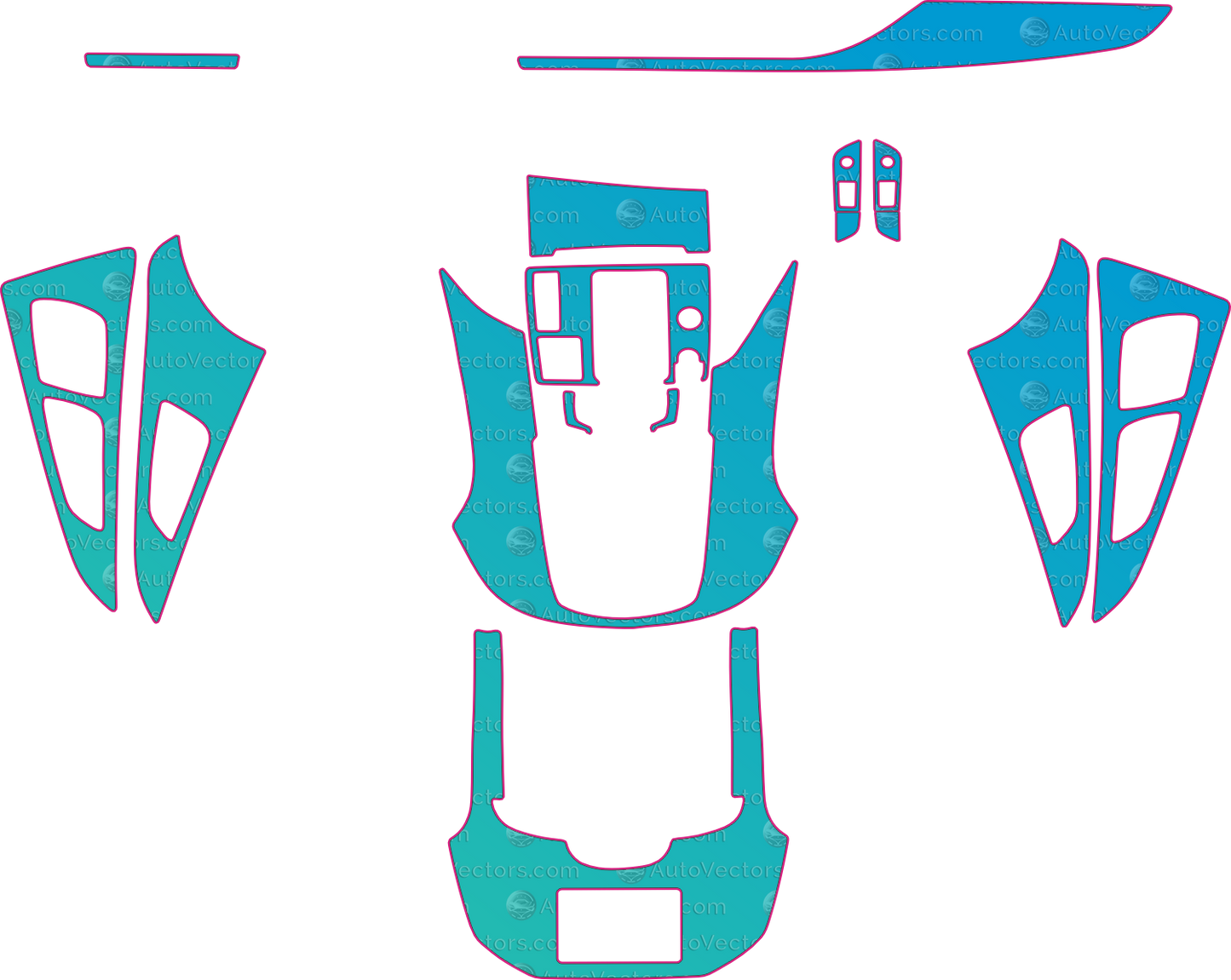 Audi A6L 4G Base (2012-2018) Interior Pre-Cut PPF Pattern Templates – interior pre-cut PPF pattern templates, digital download vector files (CDR, AI, PDF, DXF, SVG)