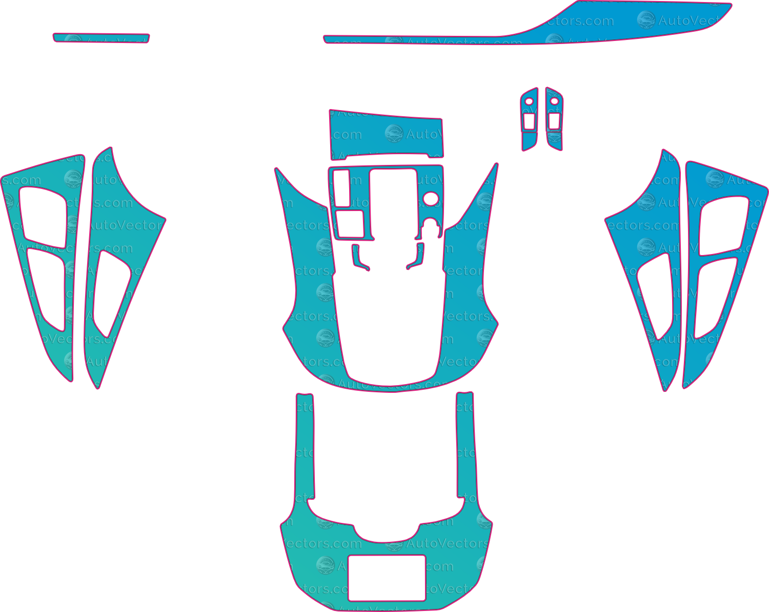 Audi A6L 4G Base (2012-2018) Interior Pre-Cut PPF Pattern Templates – interior pre-cut PPF pattern templates, digital download vector files (CDR, AI, PDF, DXF, SVG)