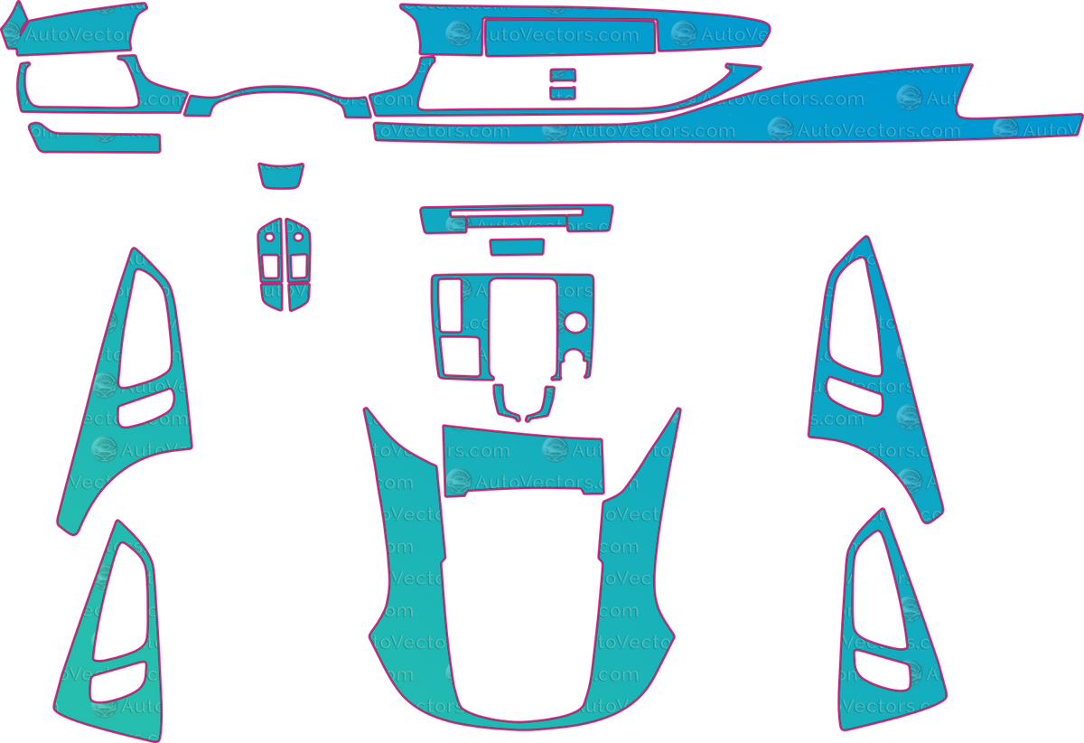 Audi A7 (From 2009) Fastback Interior – interior pre-cut PPF pattern templates, instant digital download vector cut files (CDR, AI, PDF, SVG)