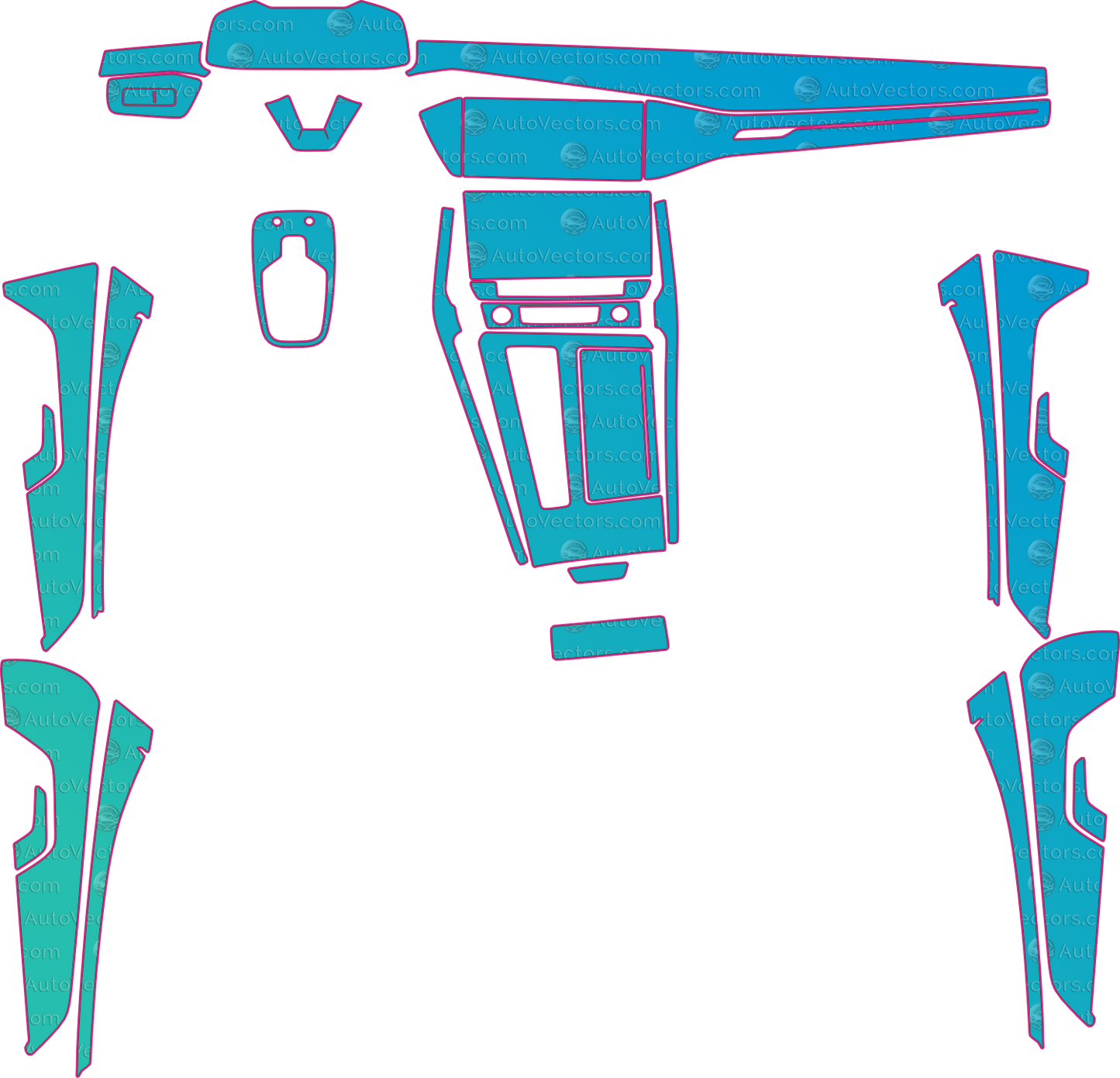 Audi A7 4K8 Base (From 2019) Interior Pre-Cut PPF Pattern Templates – interior pre-cut PPF pattern templates, digital download vector files (CDR, AI, PDF, DXF, SVG)
