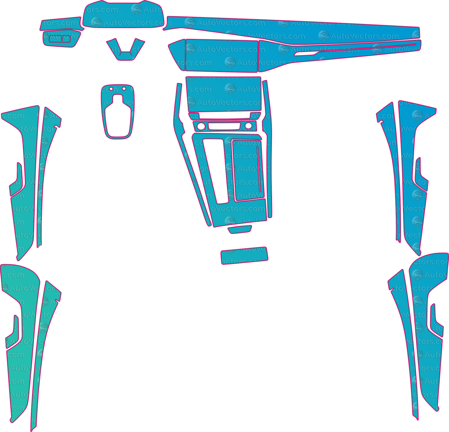 Audi A7 4K8 Base (From 2019) Interior Pre-Cut PPF Pattern Templates – interior pre-cut PPF pattern templates, digital download vector files (CDR, AI, PDF, DXF, SVG)