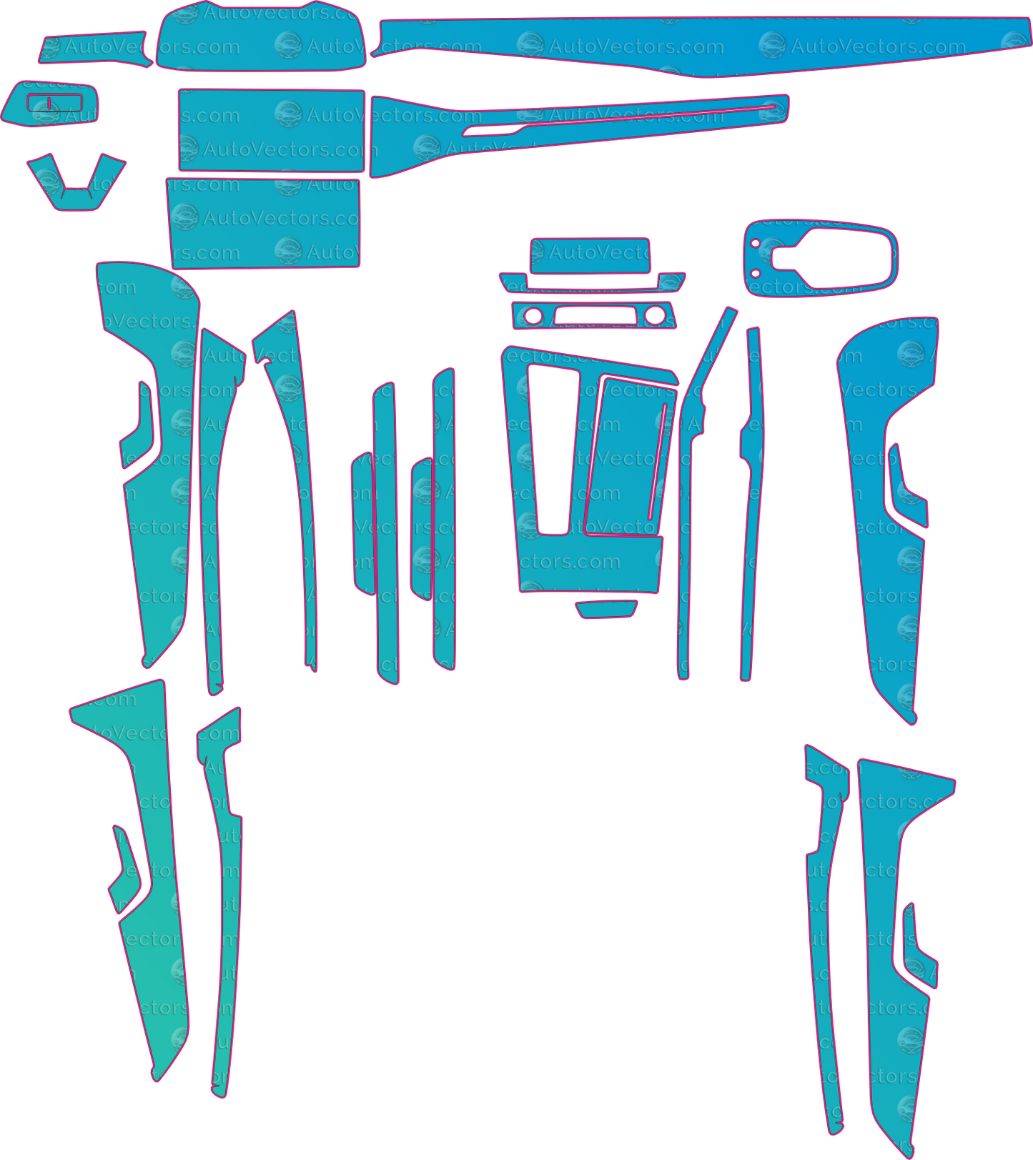 Audi A7 4K8 Base (From 2021) Interior Pre-Cut PPF Pattern Templates – interior pre-cut PPF pattern templates, digital download vector files (CDR, AI, PDF, DXF, SVG)