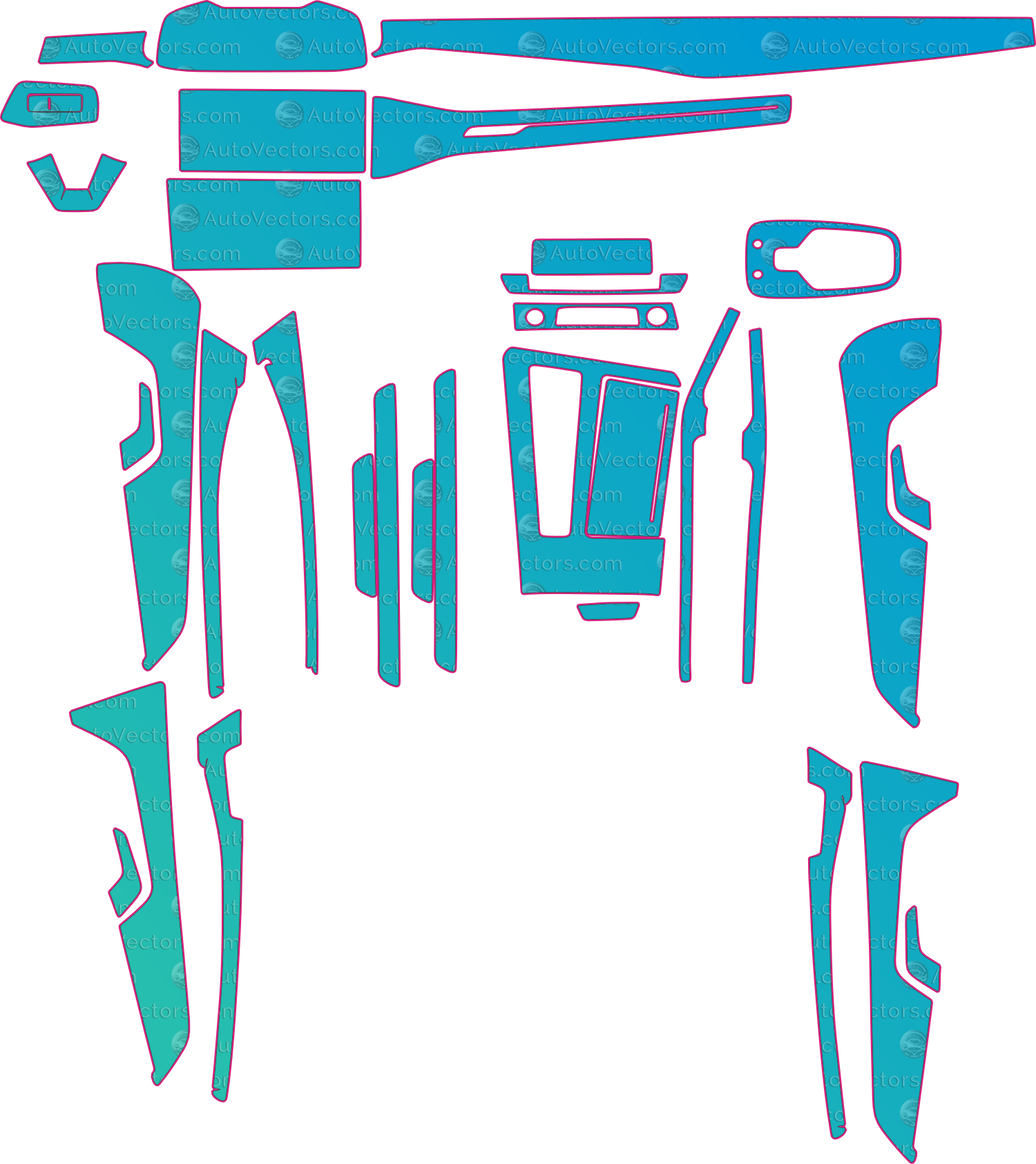 Audi A7 4K8 Base (From 2021) Interior Pre-Cut PPF Pattern Templates – interior pre-cut PPF pattern templates, digital download vector files (CDR, AI, PDF, DXF, SVG)