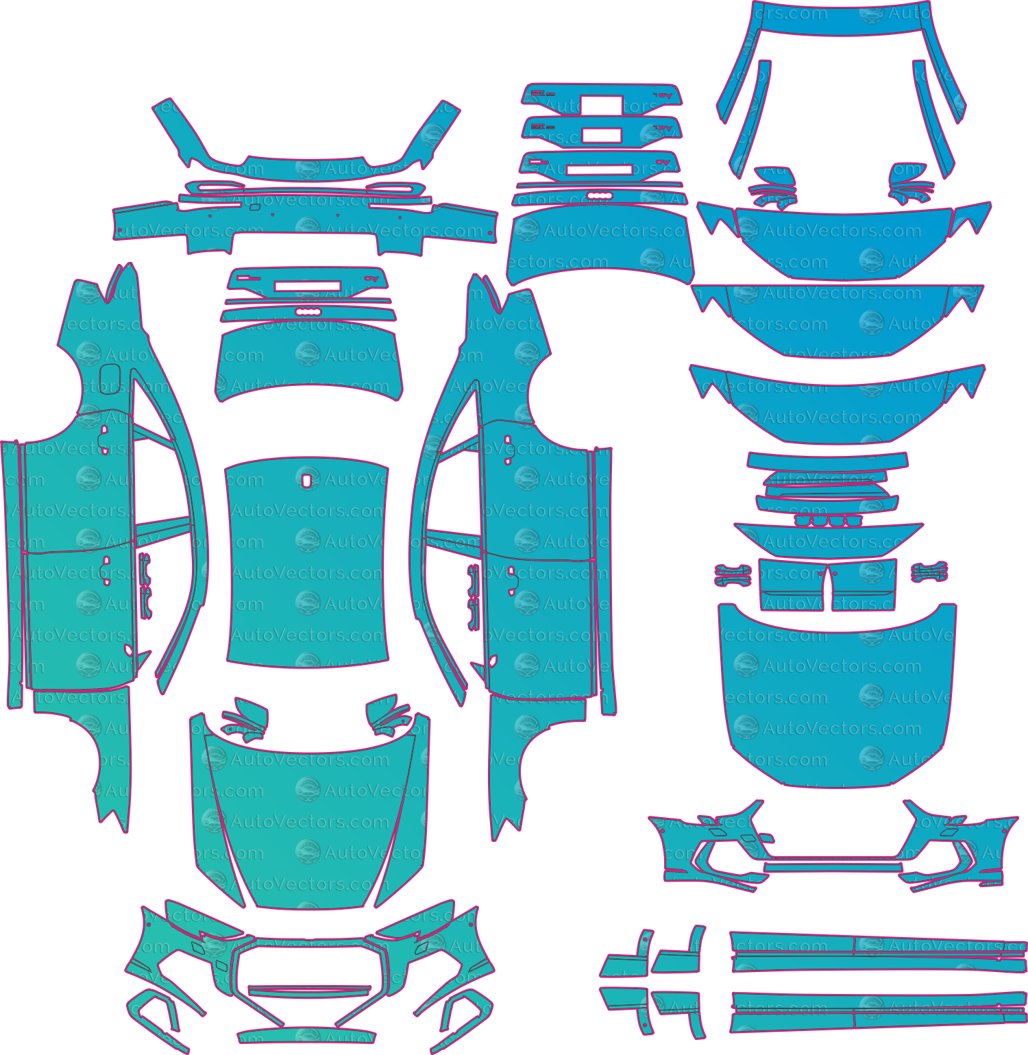 Audi A8 4N Sport Facelift (From 2022) Sedan Pre-Cut PPF Pattern Templates – pre-cut PPF pattern templates, digital download vector files (CDR, AI, PDF, DXF, SVG)
