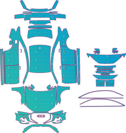 Audi A8 D5 Facelift (From 2022) Sedan Pre-Cut PPF Pattern Templates – pre-cut PPF pattern templates, digital download vector files (CDR, AI, PDF, DXF, SVG)