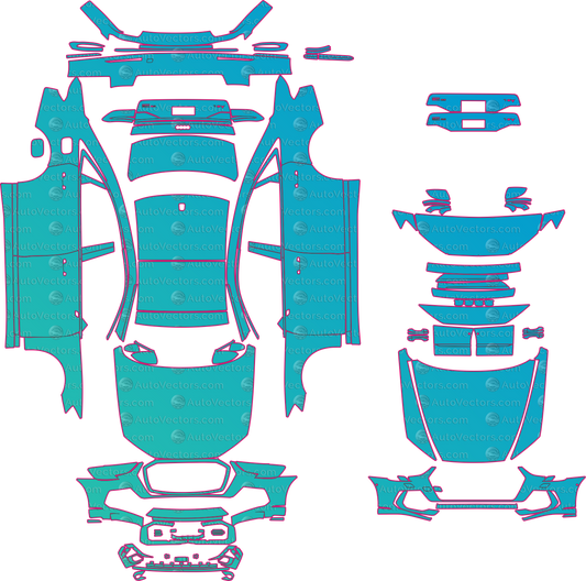 Audi A8 L D5 Facelift (From 2022) Sedan Pre-Cut PPF Pattern Templates – pre-cut PPF pattern templates, digital download vector files (CDR, AI, PDF, DXF, SVG)