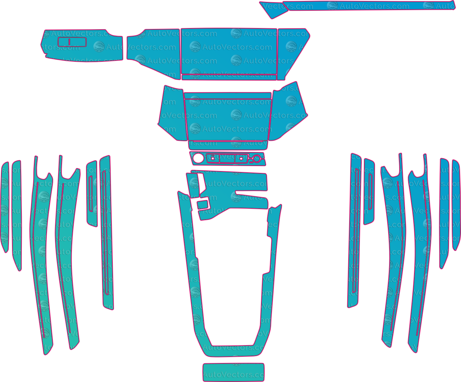 Audi e-tron Base (2019-2023) Interior Pre-Cut PPF Pattern Templates – interior pre-cut PPF pattern templates, digital download vector files (CDR, AI, PDF, DXF, SVG)