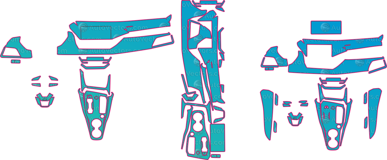 Audi e-tron GT RS (From 2021) Interior Pre-Cut PPF Pattern Templates – interior pre-cut PPF pattern templates, digital download vector files (CDR, AI, PDF, DXF, SVG)