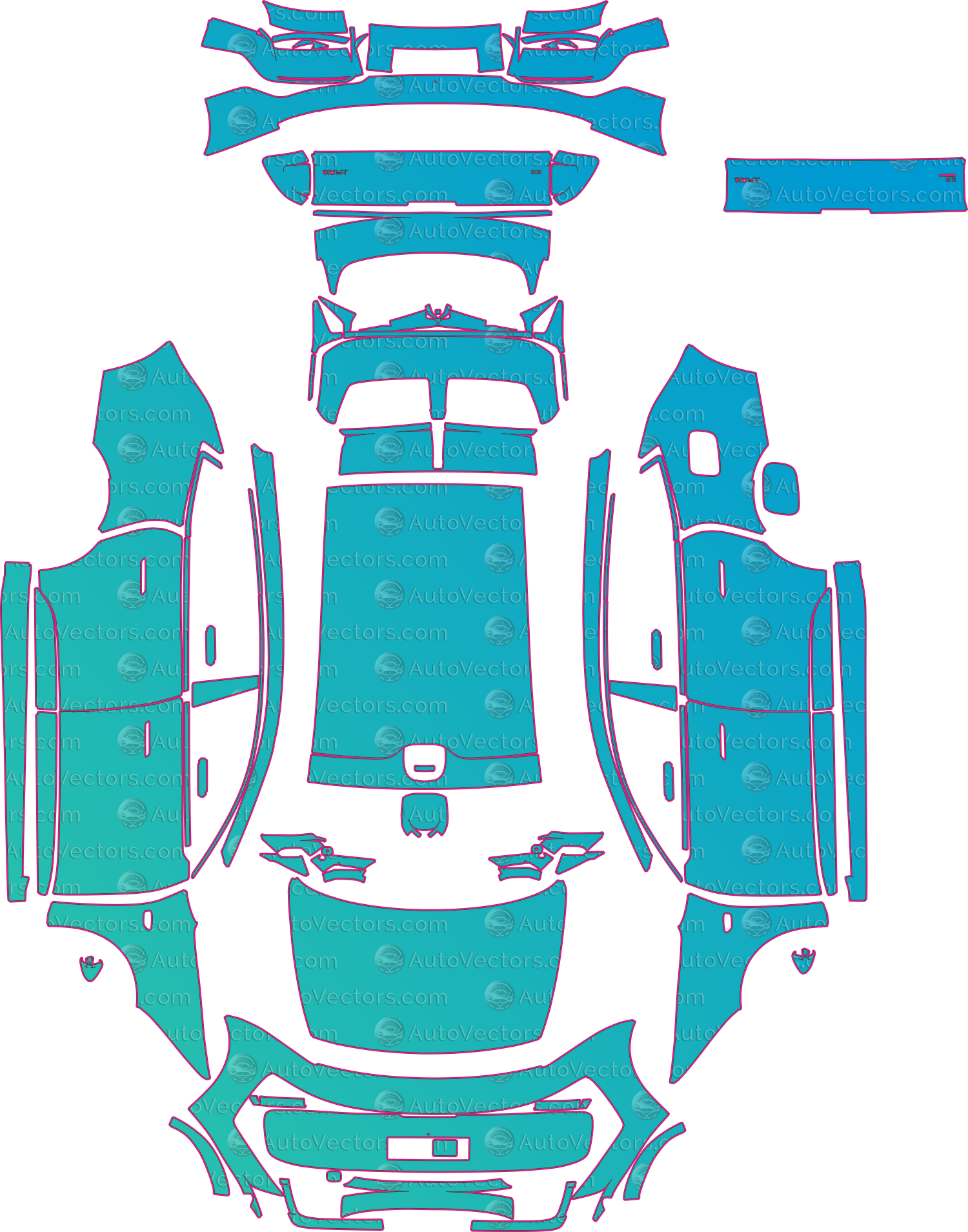 Audi E5 Sportback (From 2026) Fastback – pre-cut PPF pattern templates, instant digital download vector cut files (CDR, AI, PDF, SVG)