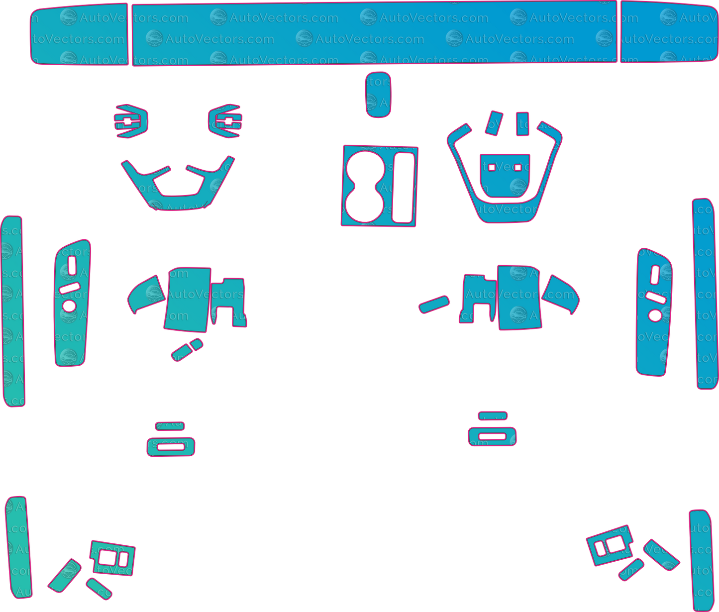 Audi E5 Sportback (From 2026) Interior Pre-Cut PPF Pattern Templates – interior pre-cut PPF pattern templates, digital download vector files (CDR, AI, PDF, DXF, SVG)