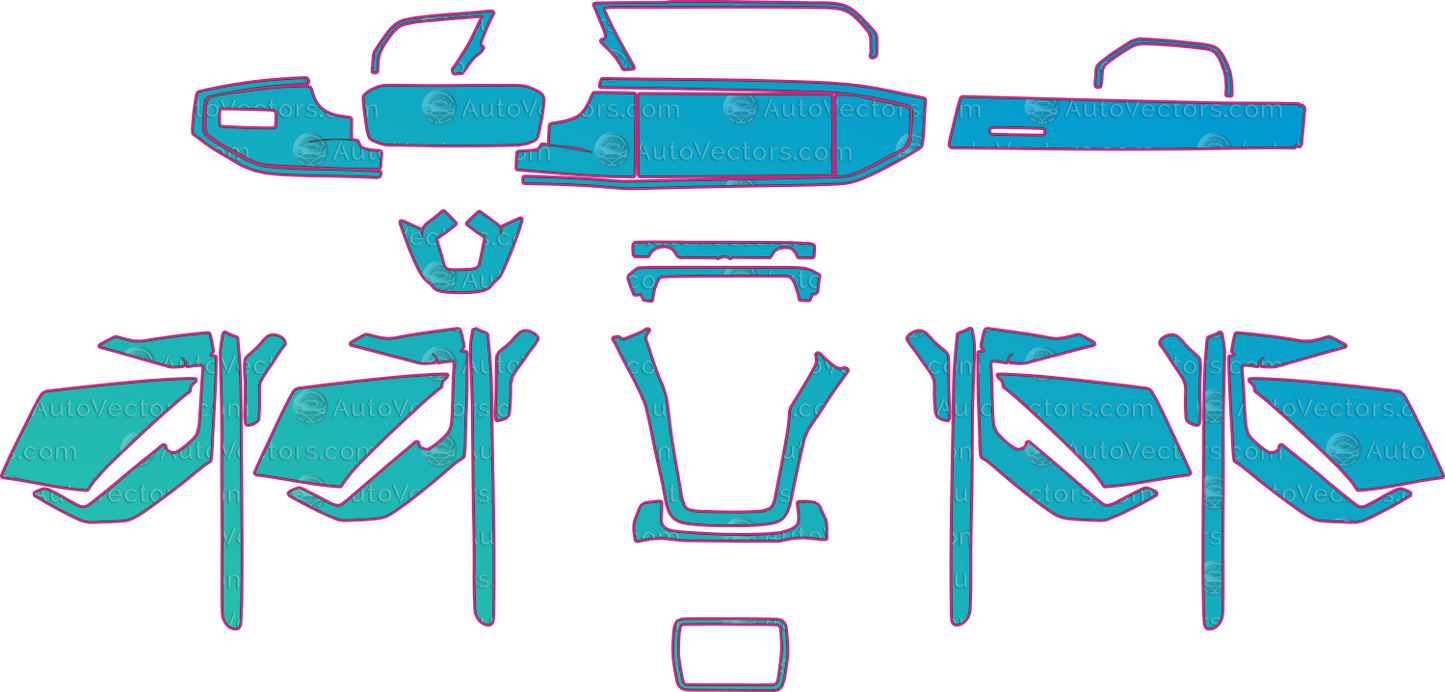 Audi Q3 Base (2019-2021) SUV Interior Pre-Cut PPF Pattern Templates – interior pre-cut PPF pattern templates, digital download vector files (CDR, AI, PDF, DXF, SVG)