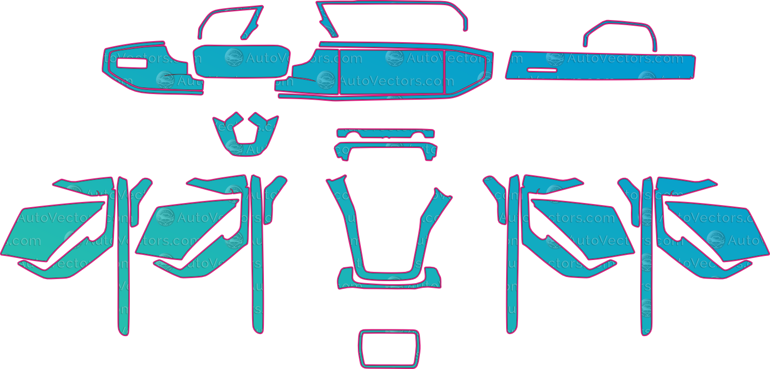 Audi Q3 Base (2019-2021) SUV Interior Pre-Cut PPF Pattern Templates – interior pre-cut PPF pattern templates, digital download vector files (CDR, AI, PDF, DXF, SVG)