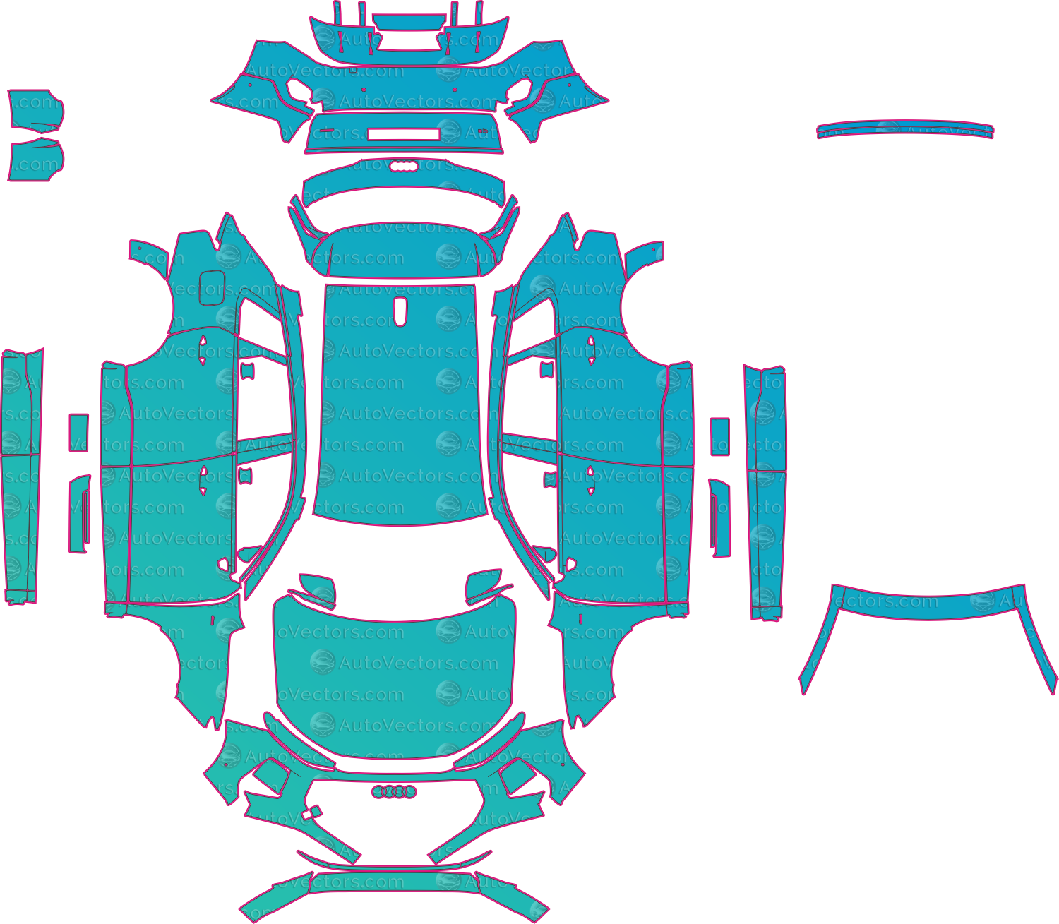 Audi Q3 FJ Base (From 2026) SUV – pre-cut PPF pattern templates, instant digital download vector cut files (CDR, AI, PDF, SVG)