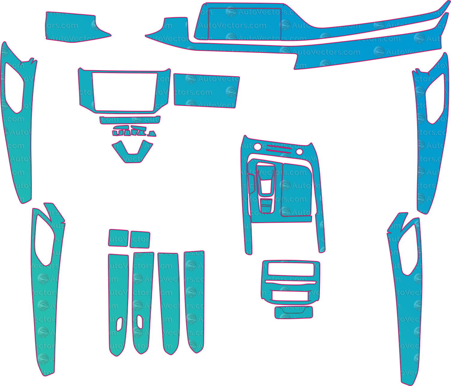 Audi Q6 Base (From 2022) Interior Pre-Cut PPF Pattern Templates – interior pre-cut PPF pattern templates, digital download vector files (CDR, AI, PDF, DXF, SVG)