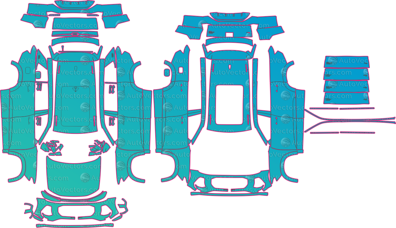 Audi Q6 Base (From 2022) SUV – pre-cut PPF pattern templates, instant digital download vector cut files (CDR, AI, PDF, SVG)