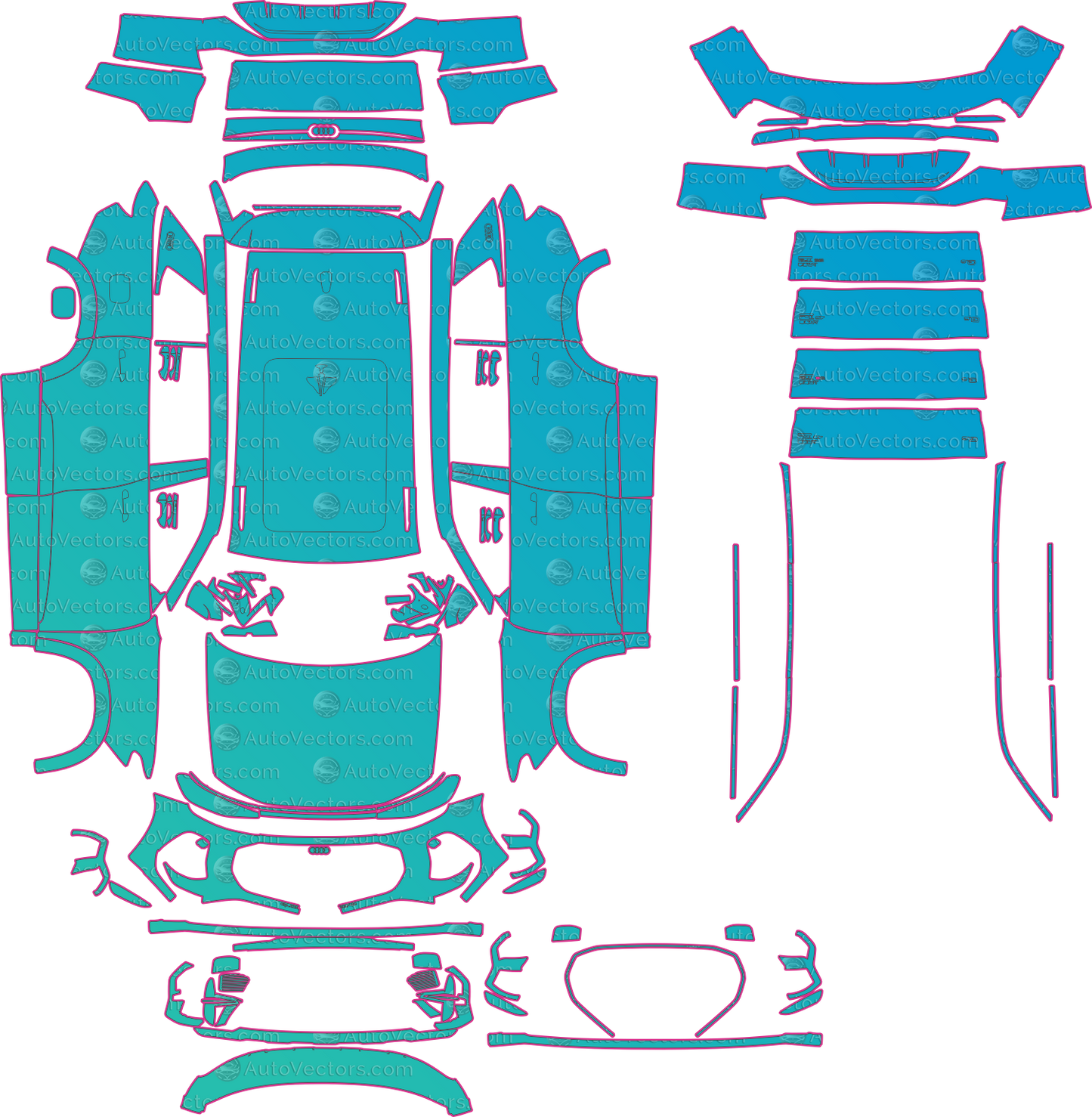 Audi Q6 Base (From 2024) SUV – pre-cut PPF pattern templates, instant digital download vector cut files (CDR, AI, PDF, SVG)