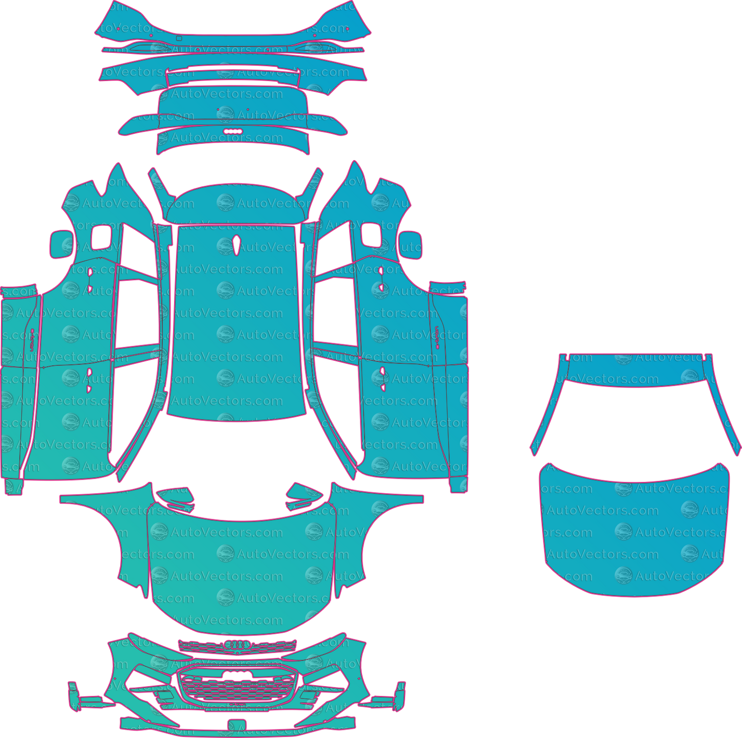 Audi Q6 e-tron (From 2024) SUV – pre-cut PPF pattern templates, instant digital download vector cut files (CDR, AI, PDF, SVG)