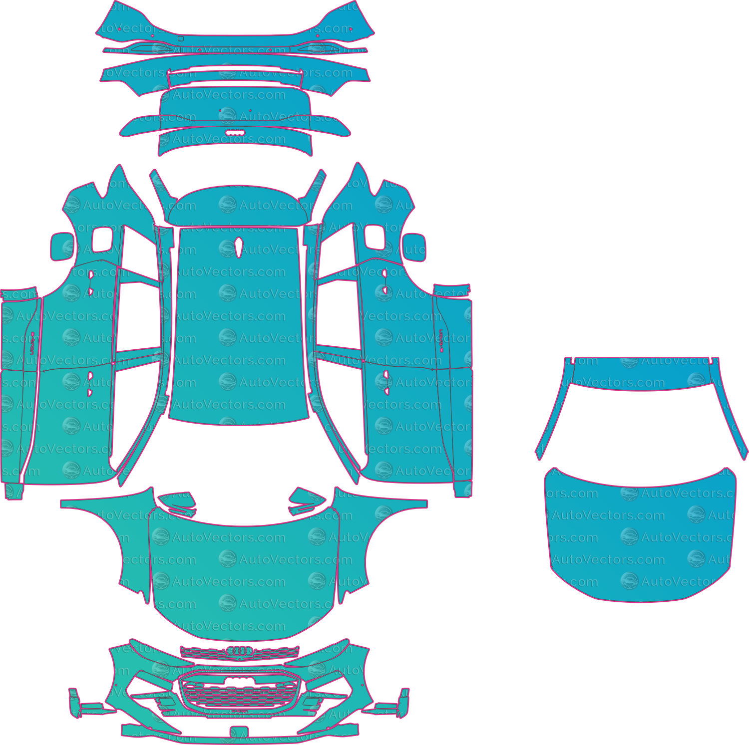 Audi Q6 e-tron (From 2024) SUV – pre-cut PPF pattern templates, instant digital download vector cut files (CDR, AI, PDF, SVG)