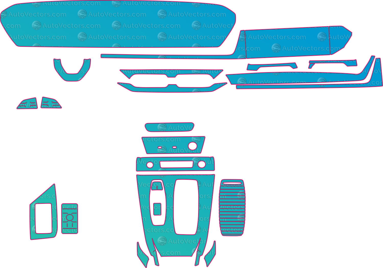 Audi Q6 e-tron (From 2025) SUV Interior Pre-Cut PPF Pattern Templates – interior pre-cut PPF pattern templates, digital download vector files (CDR, AI, PDF, DXF, SVG)