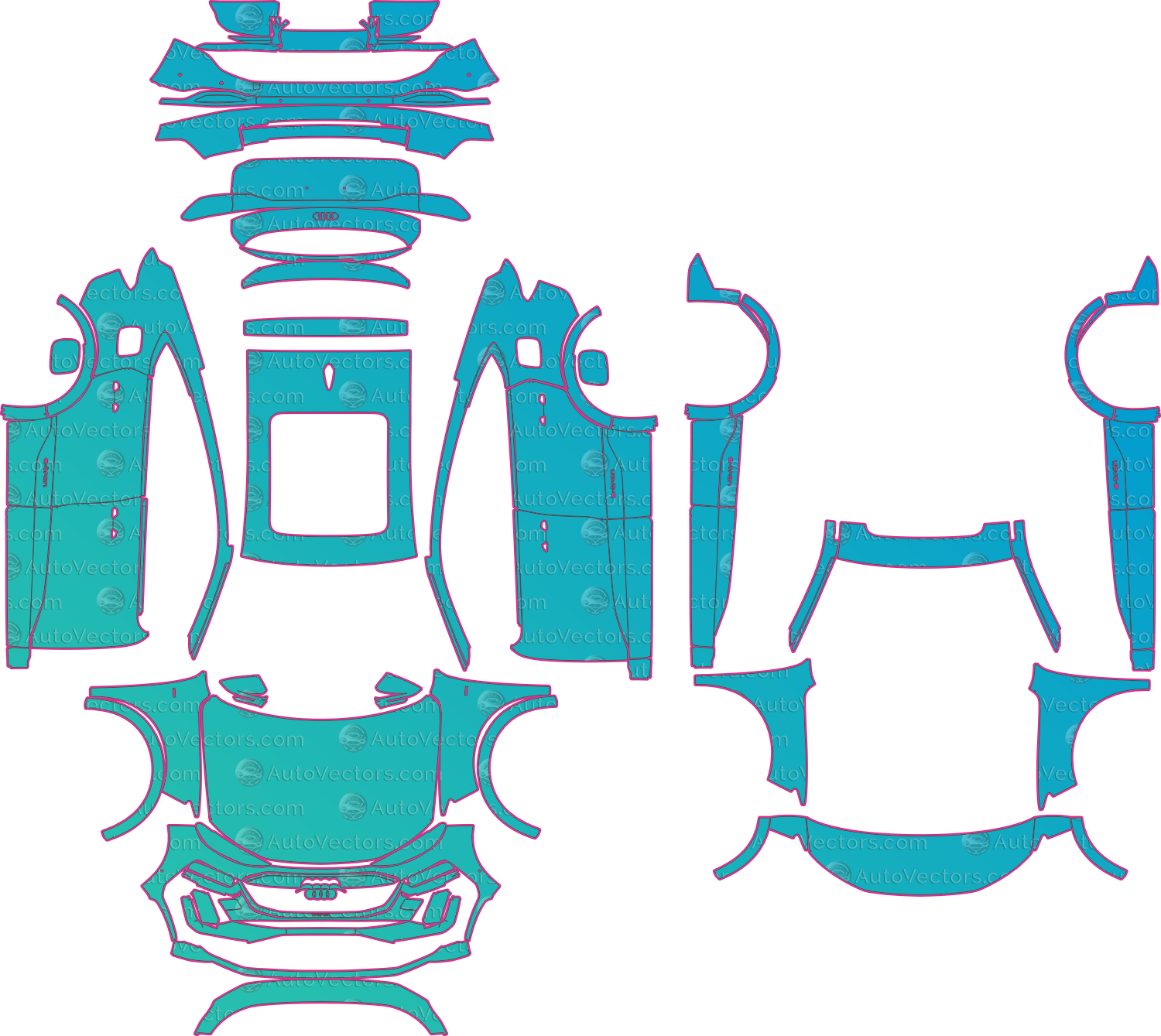 Audi Q6 e-tron S-Line Sportback (From 2025) SUV – pre-cut PPF pattern templates, instant digital download vector cut files (CDR, AI, PDF, SVG)