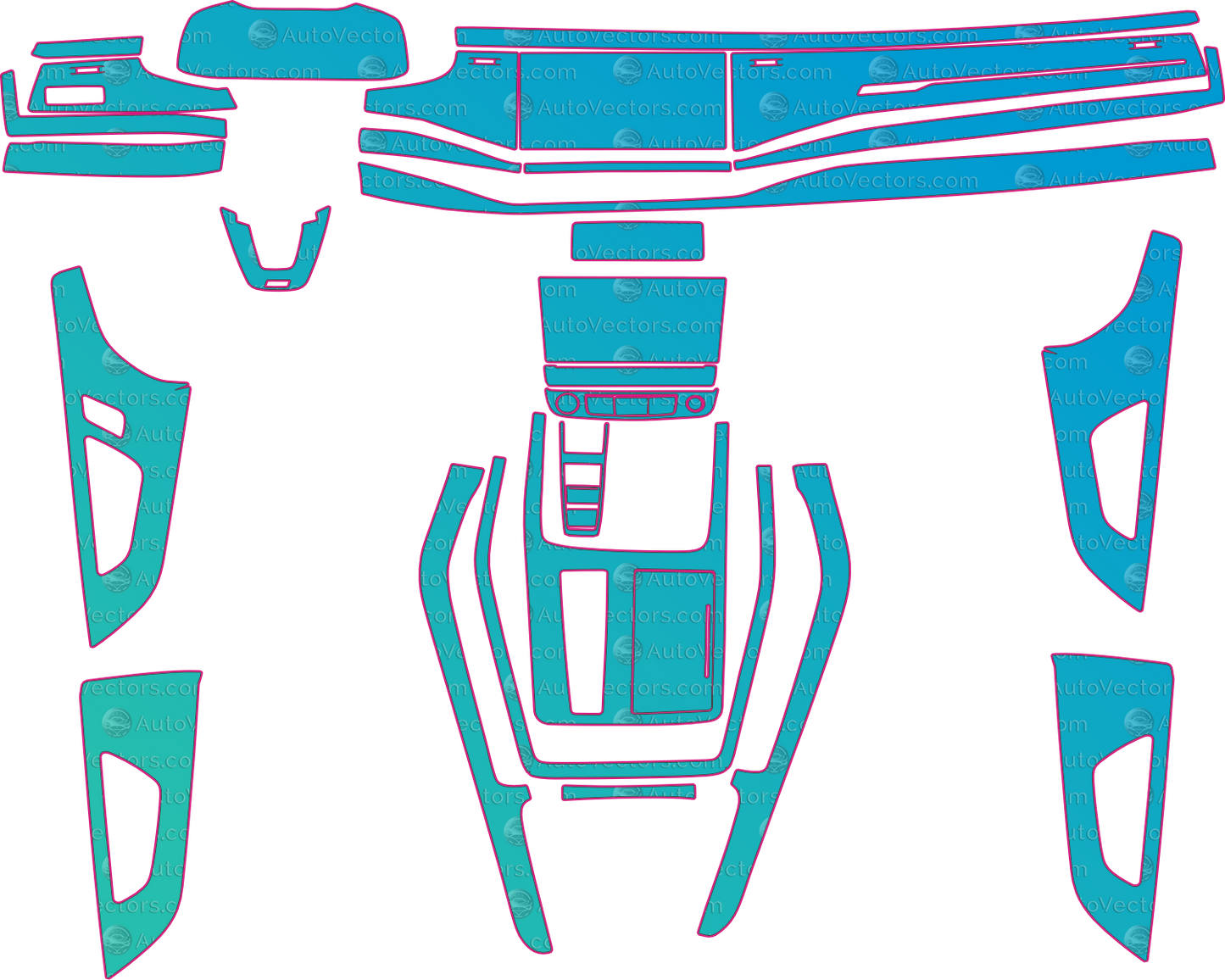 Audi Q7 4M Base (2020-2023) SUV Interior Pre-Cut PPF Pattern Templates – interior pre-cut PPF pattern templates, digital download vector files (CDR, AI, PDF, DXF, SVG)