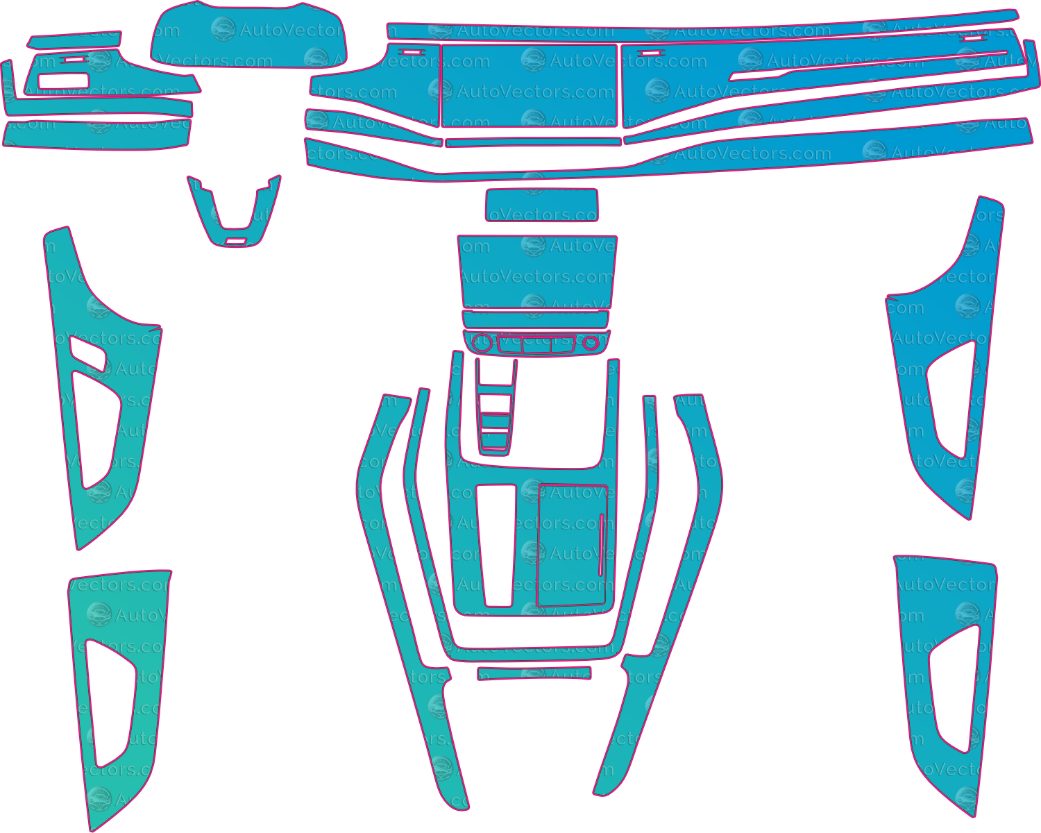 Audi Q7 4M Base (2020-2023) SUV Interior Pre-Cut PPF Pattern Templates – interior pre-cut PPF pattern templates, digital download vector files (CDR, AI, PDF, DXF, SVG)