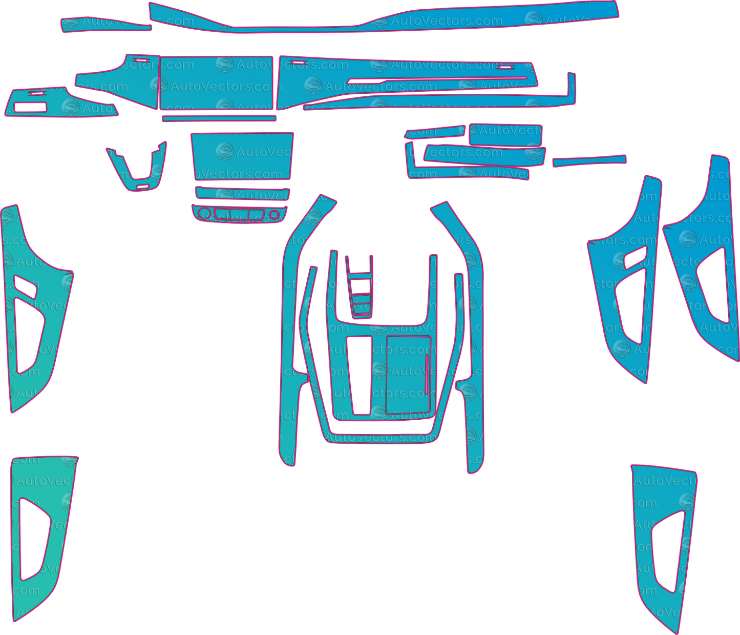Audi Q7 4M Base (From 2021) SUV Interior Pre-Cut PPF Pattern Templates – interior pre-cut PPF pattern templates, digital download vector files (CDR, AI, PDF, DXF, SVG)
