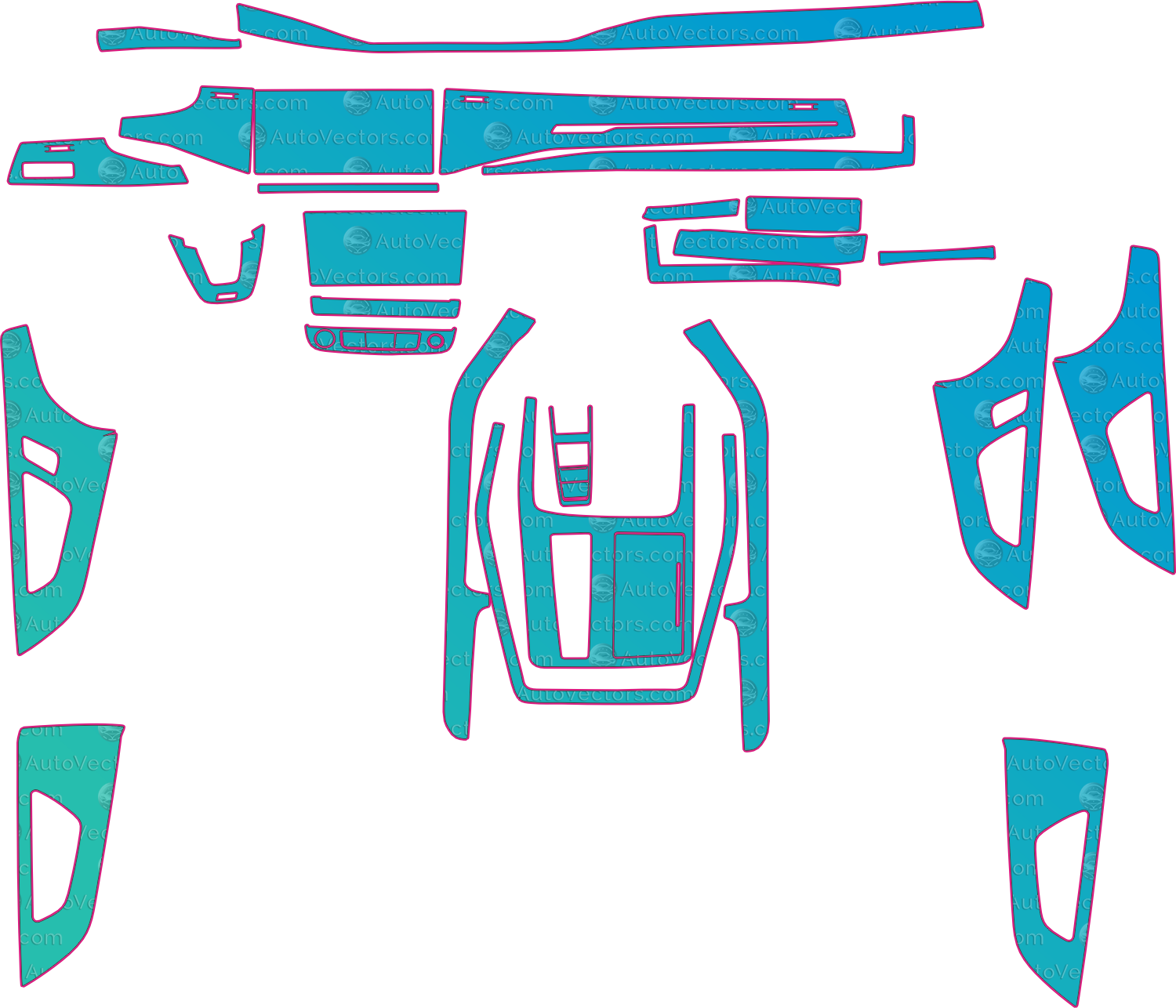 Audi Q7 4M Base (From 2021) SUV Interior Pre-Cut PPF Pattern Templates – interior pre-cut PPF pattern templates, digital download vector files (CDR, AI, PDF, DXF, SVG)