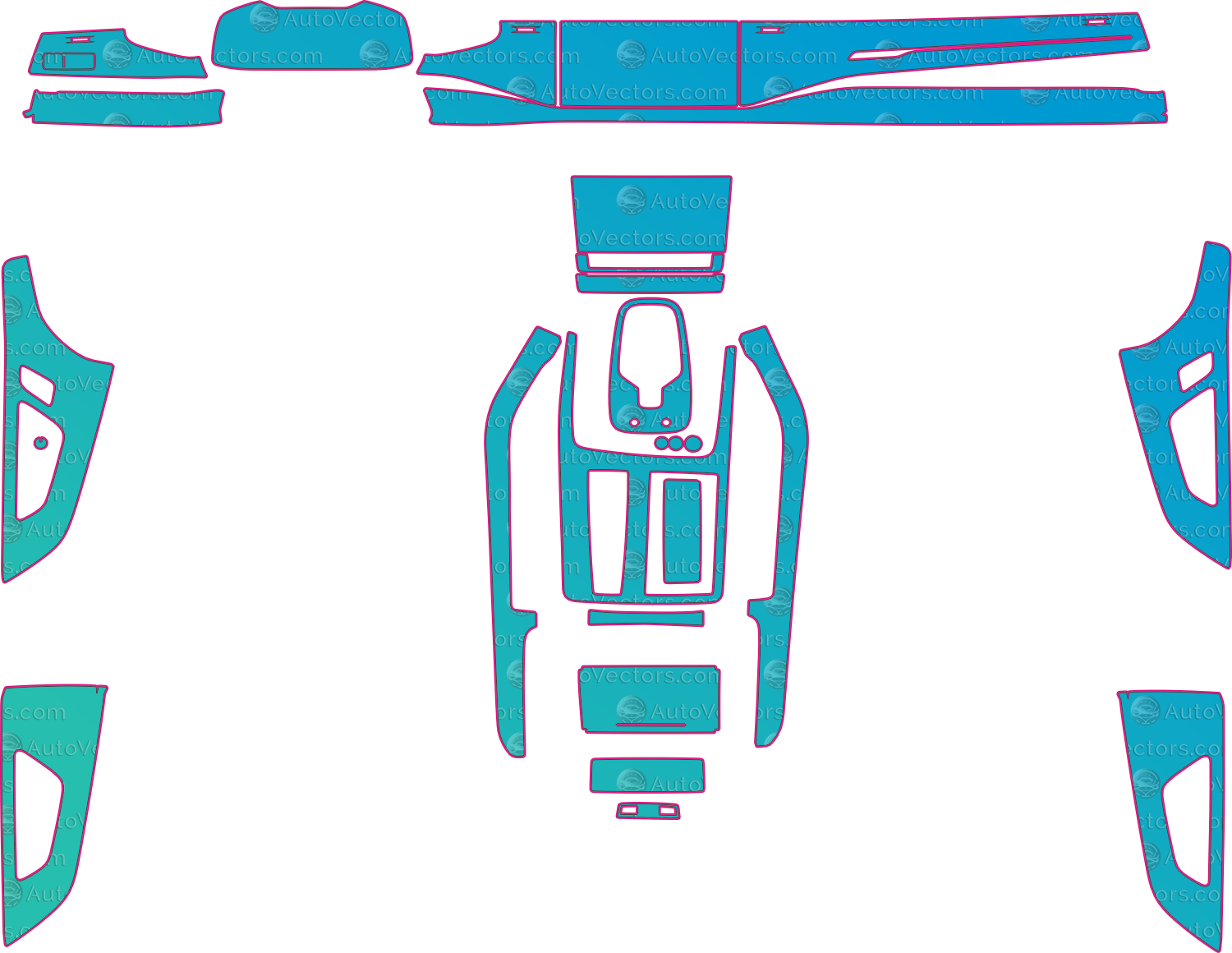 Audi Q8 4M Base (From 2018) SUV Interior Pre-Cut PPF Pattern Templates – interior pre-cut PPF pattern templates, digital download vector files (CDR, AI, PDF, DXF, SVG)