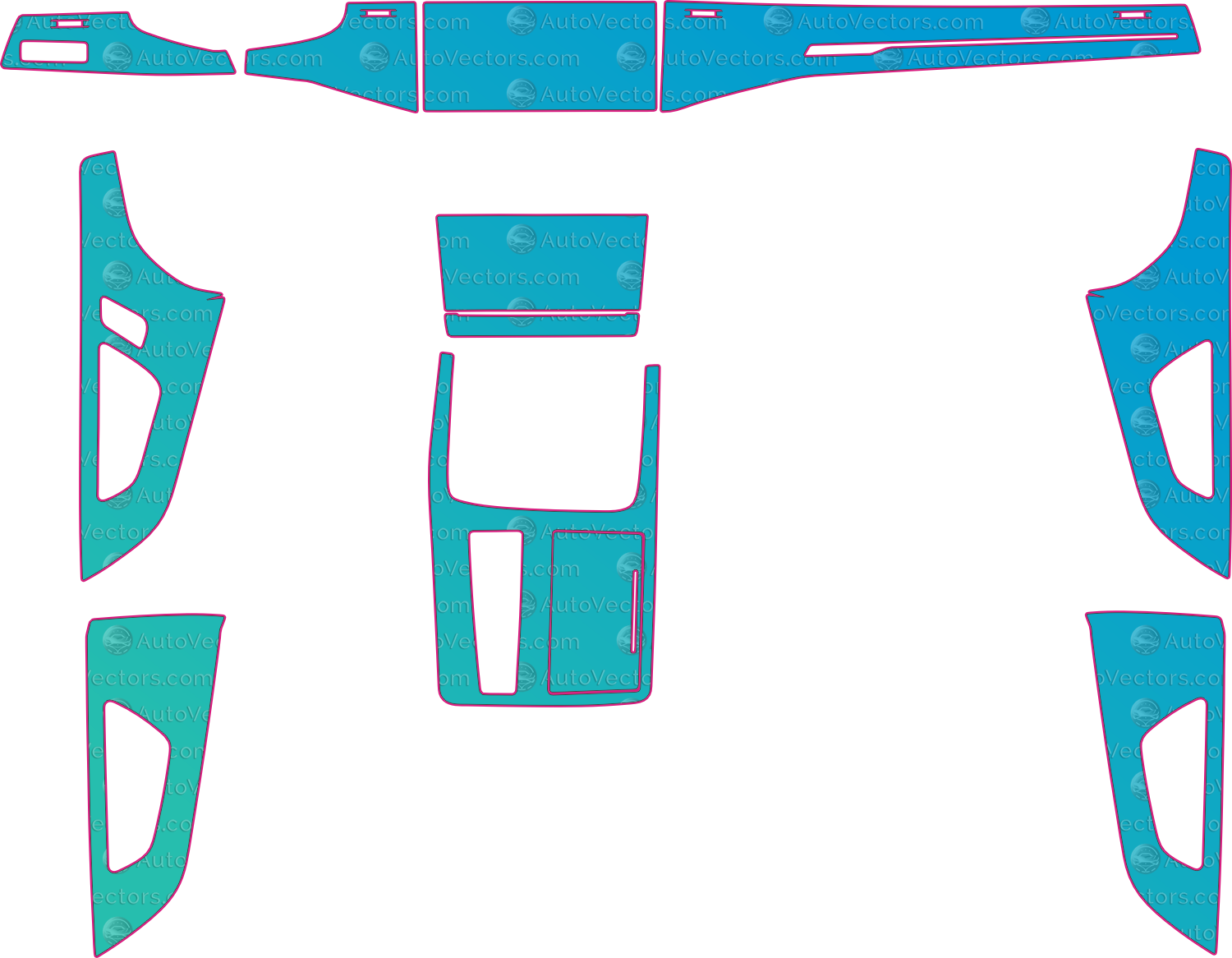 Audi Q8 4M Ver2 (2019-2023) SUV Interior Pre-Cut PPF Pattern Templates – interior pre-cut PPF pattern templates, digital download vector files (CDR, AI, PDF, DXF, SVG)