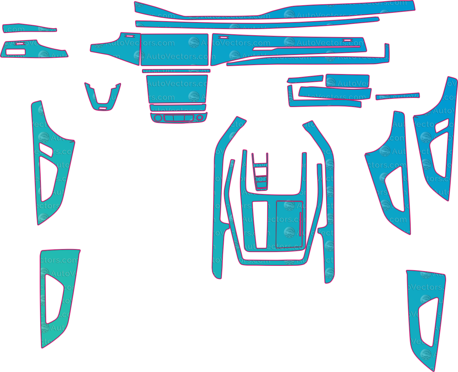 Audi Q8 Base (From 2021) SUV Interior Pre-Cut PPF Pattern Templates – interior pre-cut PPF pattern templates, digital download vector files (CDR, AI, PDF, DXF, SVG)