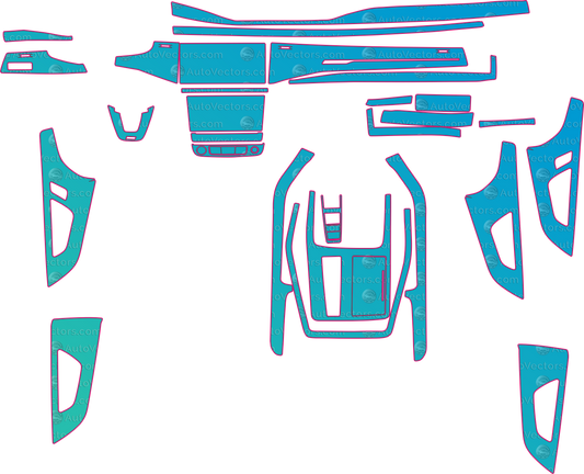 Audi Q8 Base (From 2021) SUV Interior Pre-Cut PPF Pattern Templates – interior pre-cut PPF pattern templates, digital download vector files (CDR, AI, PDF, DXF, SVG)