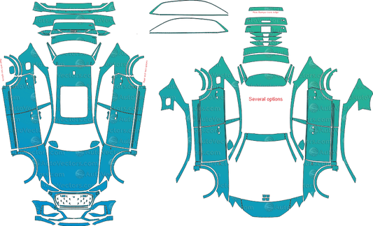 Audi Q8 Base Facelift 4M (From 2024) SUV pre-cut PPF vector template download