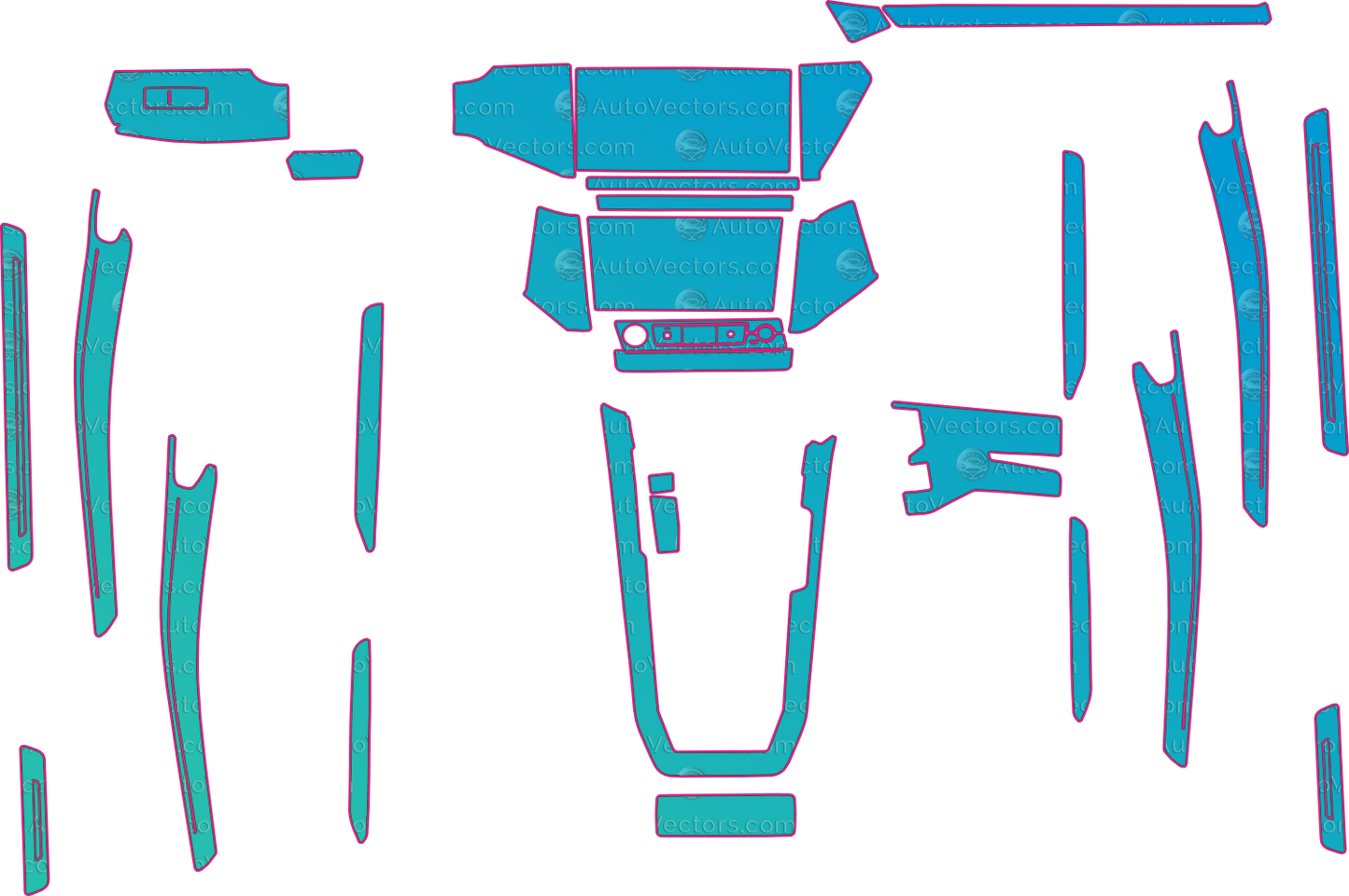 Audi Q8 e-tron Base (From 2024) SUV Interior Pre-Cut PPF Pattern Templates – interior pre-cut PPF pattern templates, digital download vector files (CDR, AI, PDF, DXF, SVG)