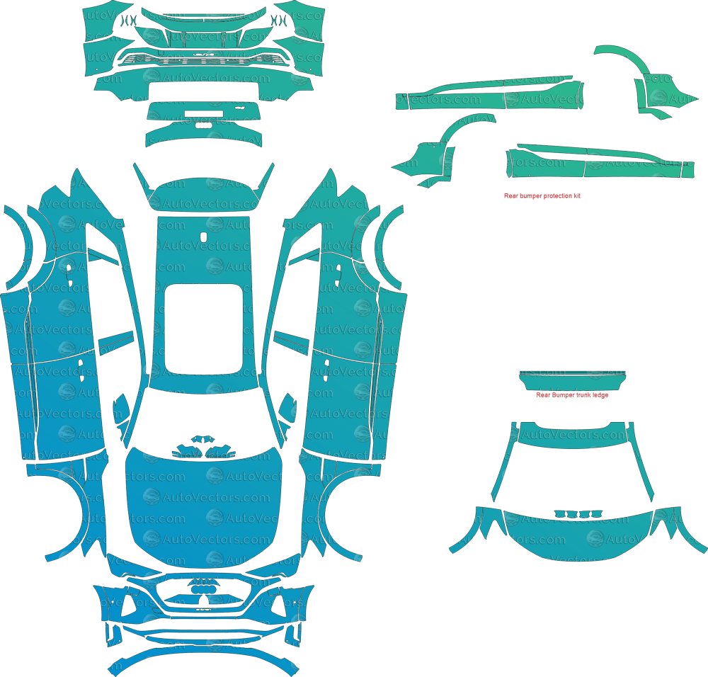 Audi Q8 E - Tron Base LCI (From 2023) SUV pre-cut PPF vector template download