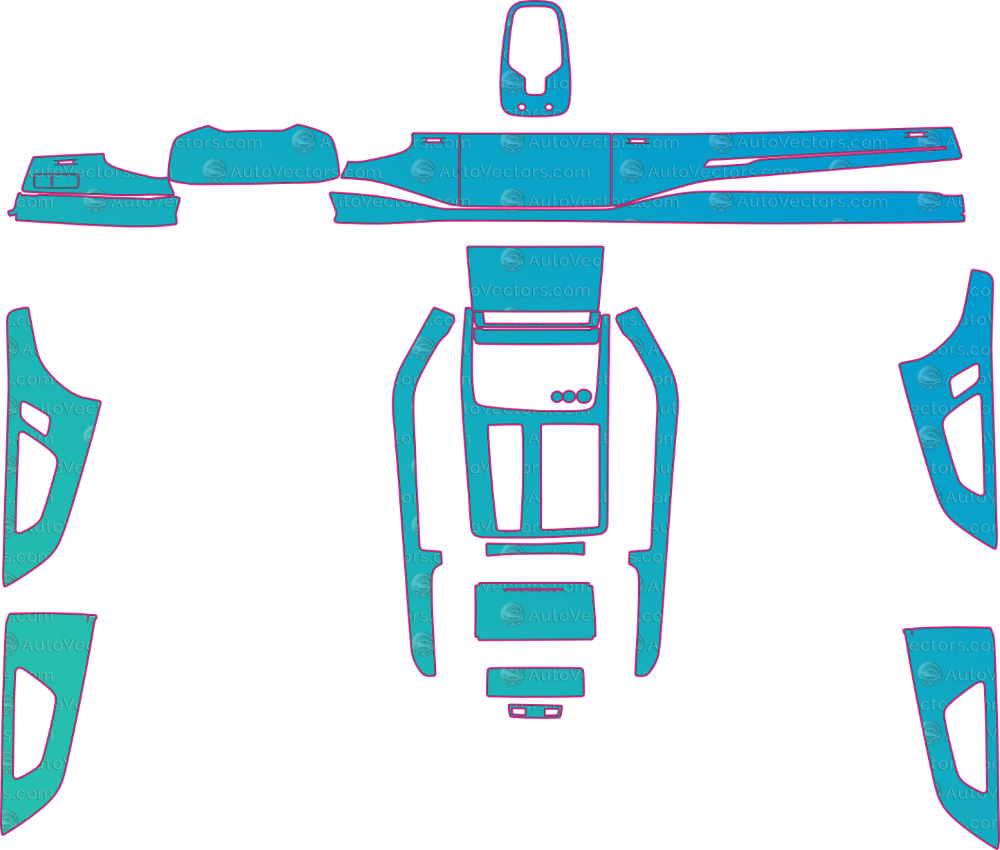 Audi Q8 S-Line (From 2018) SUV Interior Pre-Cut PPF Pattern Templates – interior pre-cut PPF pattern templates, digital download vector files (CDR, AI, PDF, DXF, SVG)